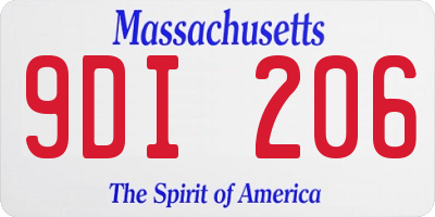 MA license plate 9DI206