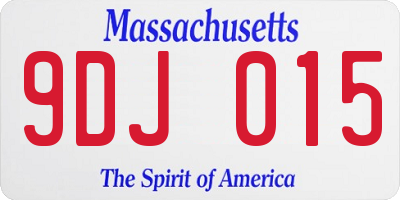 MA license plate 9DJ015