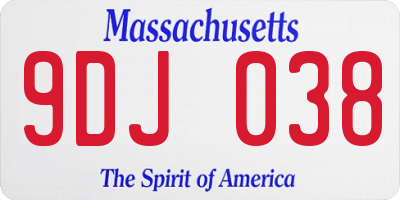 MA license plate 9DJ038