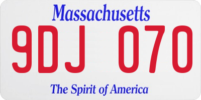 MA license plate 9DJ070