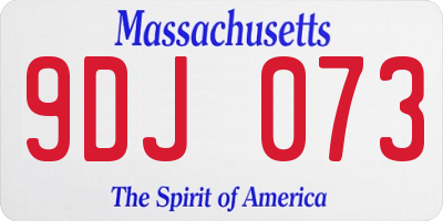MA license plate 9DJ073