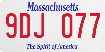 MA license plate 9DJ077