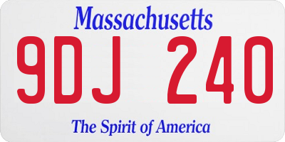 MA license plate 9DJ240