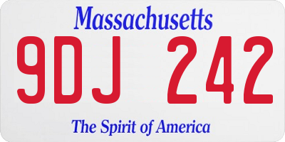 MA license plate 9DJ242
