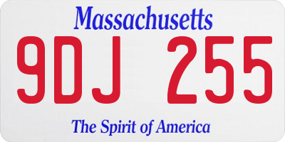 MA license plate 9DJ255