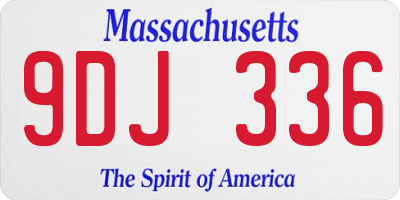 MA license plate 9DJ336