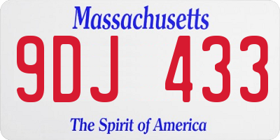 MA license plate 9DJ433