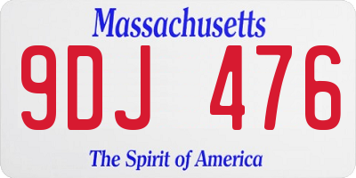 MA license plate 9DJ476