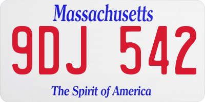 MA license plate 9DJ542