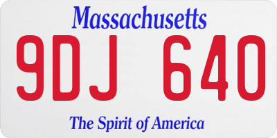 MA license plate 9DJ640