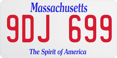 MA license plate 9DJ699