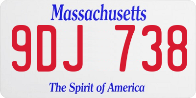 MA license plate 9DJ738