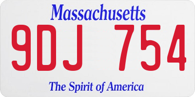 MA license plate 9DJ754