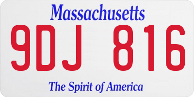 MA license plate 9DJ816