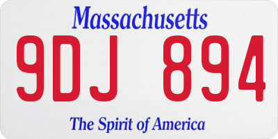 MA license plate 9DJ894