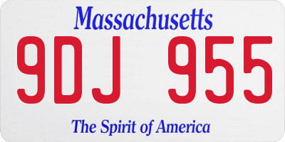 MA license plate 9DJ955