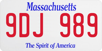 MA license plate 9DJ989
