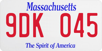 MA license plate 9DK045