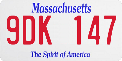 MA license plate 9DK147