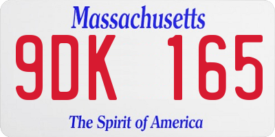 MA license plate 9DK165
