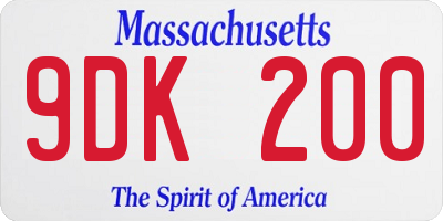 MA license plate 9DK200