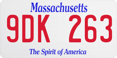 MA license plate 9DK263
