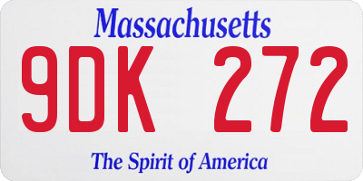 MA license plate 9DK272