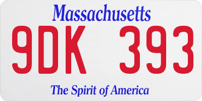 MA license plate 9DK393