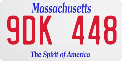 MA license plate 9DK448