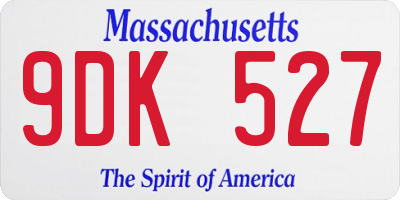 MA license plate 9DK527