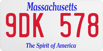 MA license plate 9DK578