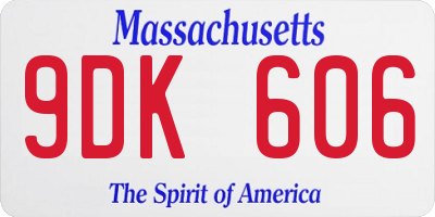MA license plate 9DK606