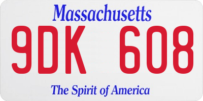 MA license plate 9DK608