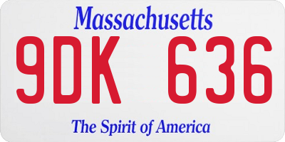 MA license plate 9DK636