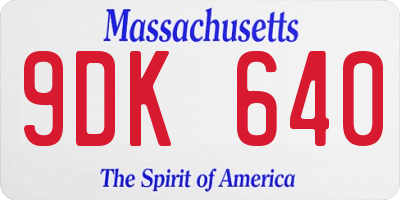 MA license plate 9DK640