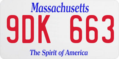 MA license plate 9DK663