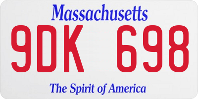 MA license plate 9DK698