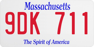 MA license plate 9DK711