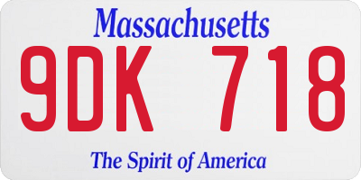 MA license plate 9DK718
