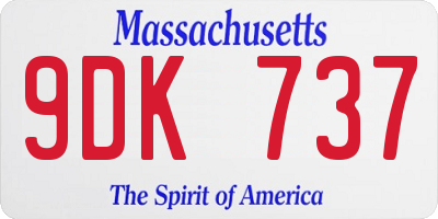 MA license plate 9DK737