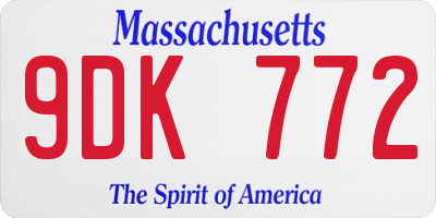 MA license plate 9DK772