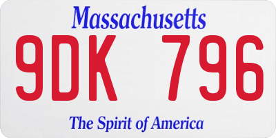MA license plate 9DK796