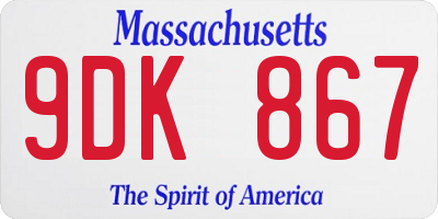 MA license plate 9DK867
