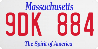 MA license plate 9DK884