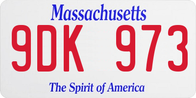 MA license plate 9DK973