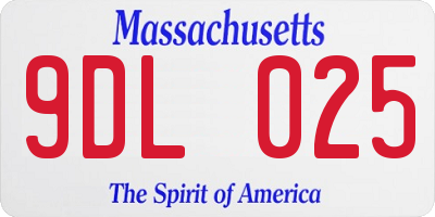 MA license plate 9DL025