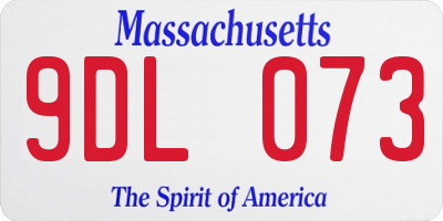 MA license plate 9DL073