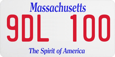 MA license plate 9DL100