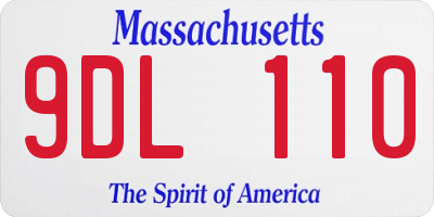 MA license plate 9DL110
