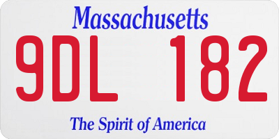 MA license plate 9DL182
